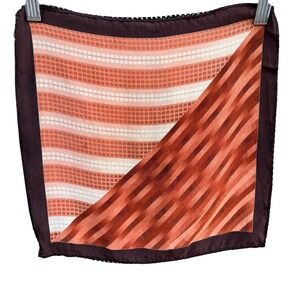 Vintage Reversible Pocket Squares 2 Set Geometric Orange Brown Black White Check